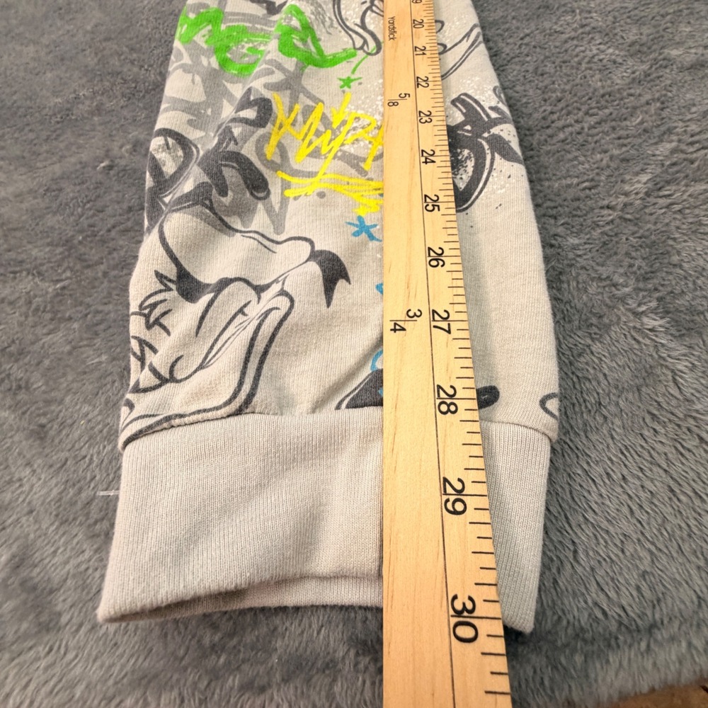 Disney Donald Duck Graffiti Joggers Grey Neon Graphic Sweatpants Womens Small - Picture 7 of 9